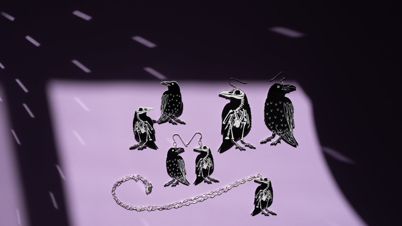 Raven earrings crow earrings raven crow necklaces