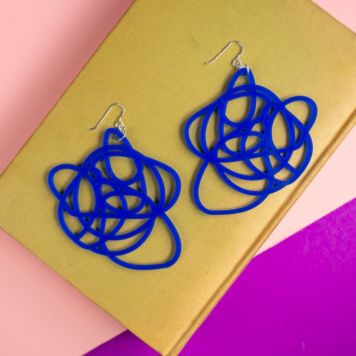 Blue sales statement earrings