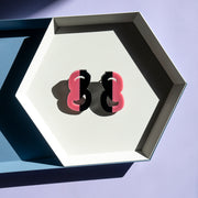 Pink and Black large stud earrings