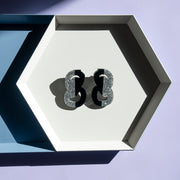 Black and Silver Stud Earrings - Abstract