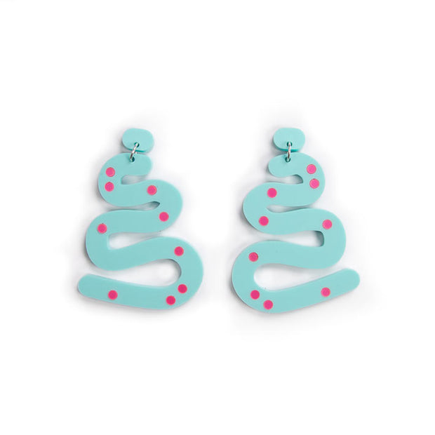Aqua Squiggle Earrings