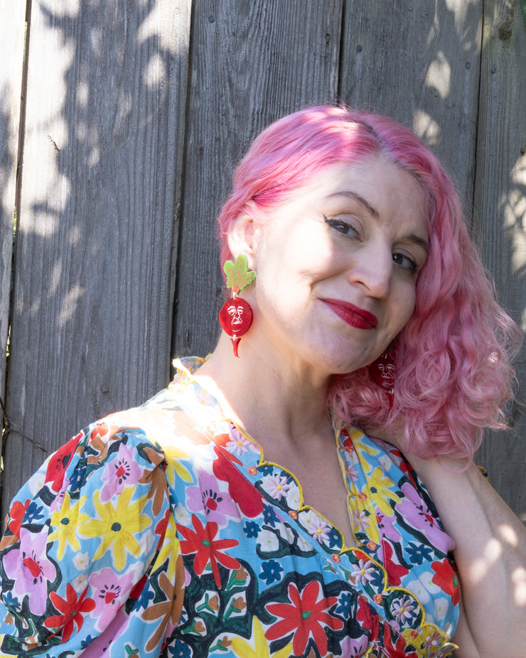 Beet Face Earrings
