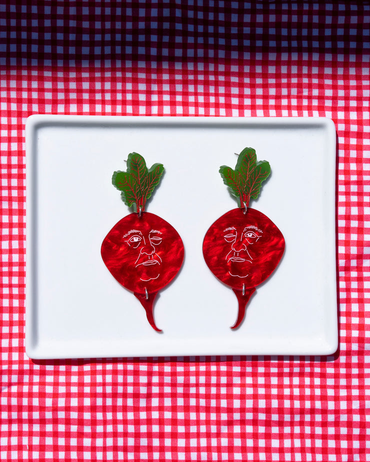 Beet Face Earrings
