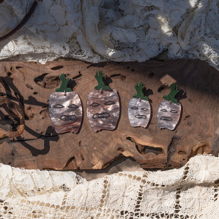 Carved Turnip Earrings