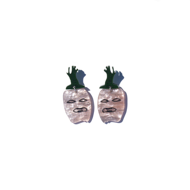 Carved Turnip Earrings