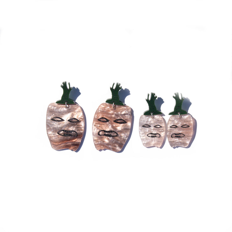 Carved Turnip Earrings