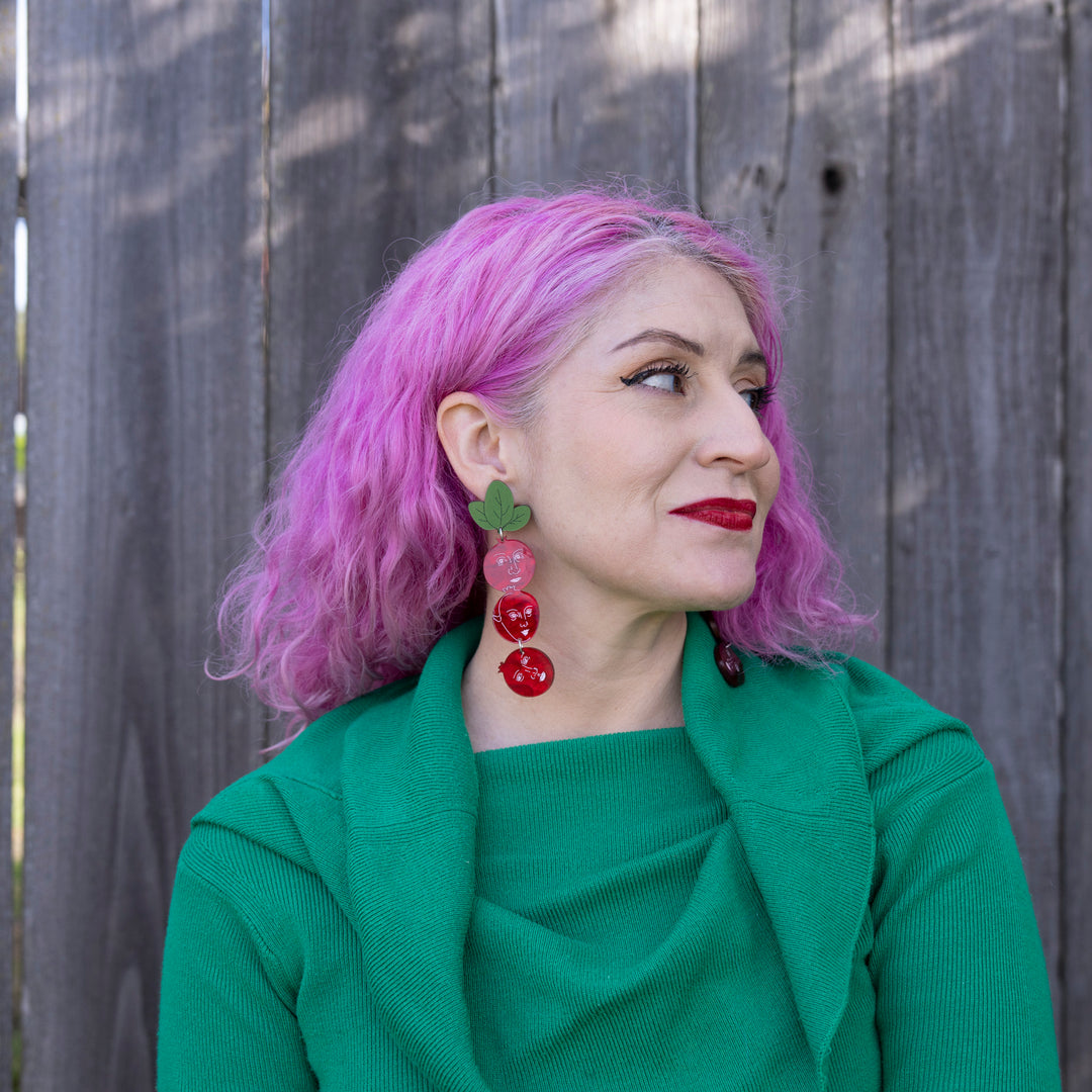 Cranberry Face Earrings