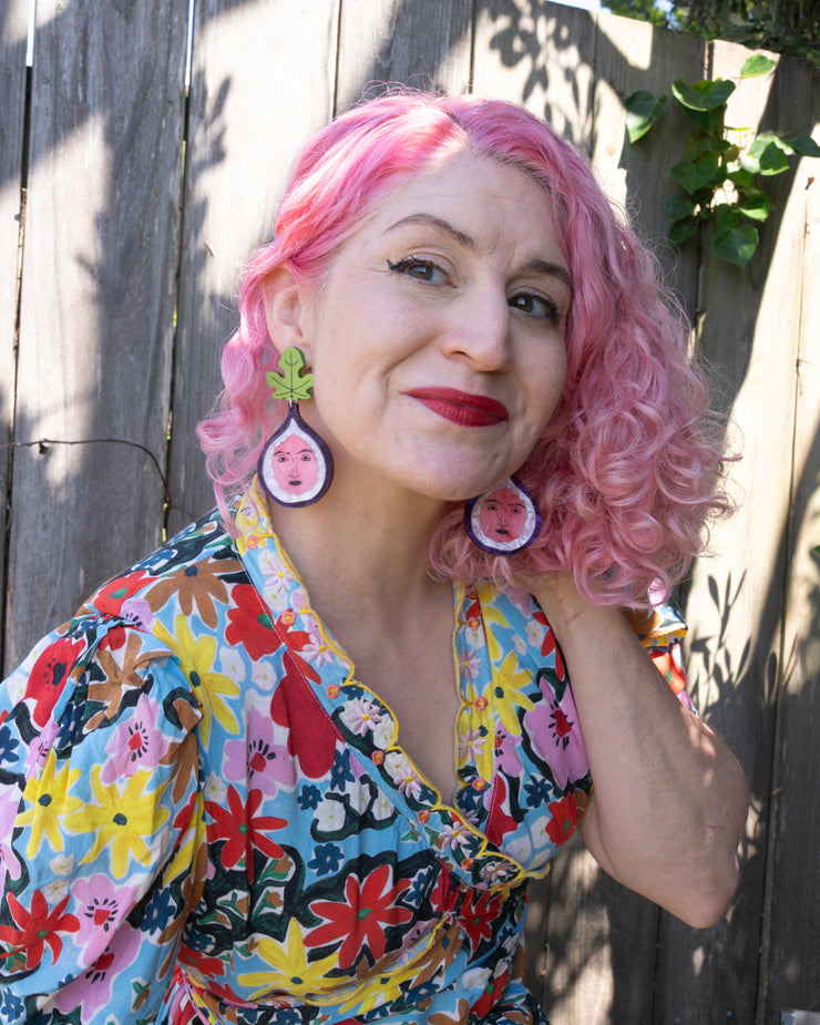 Fig Face Earrings