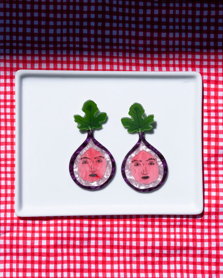 Fig Face Earrings