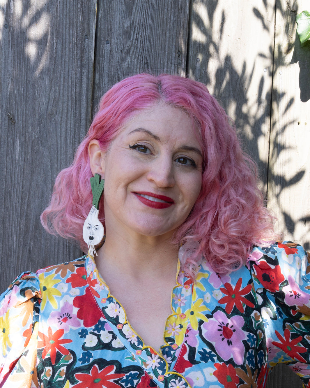 Green Onion Face Earrings