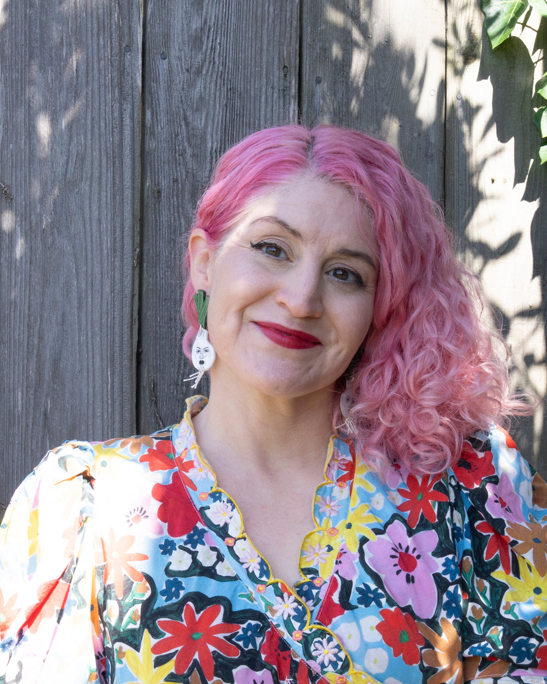 Green Onion Face Earrings