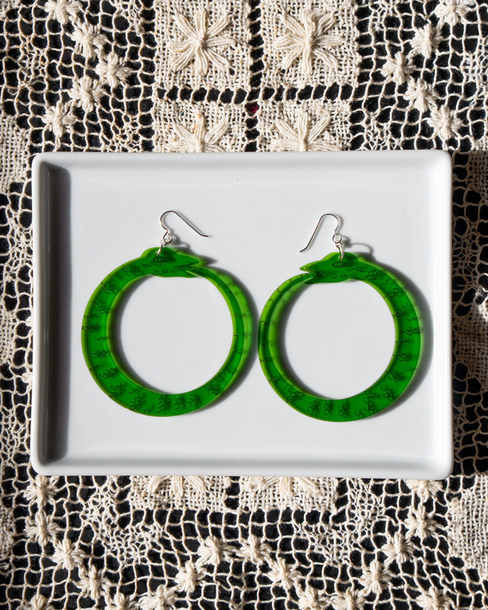 Green Ouroboros Earrings