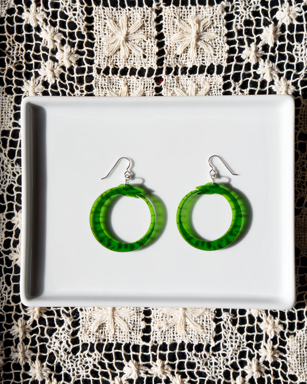Green Ouroboros Earrings