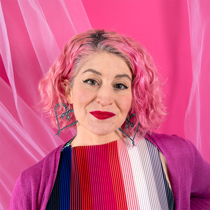 Large Heart of Snakes Earrings on Model