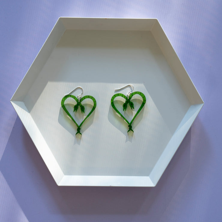 Green Heart of Snakes Earrings