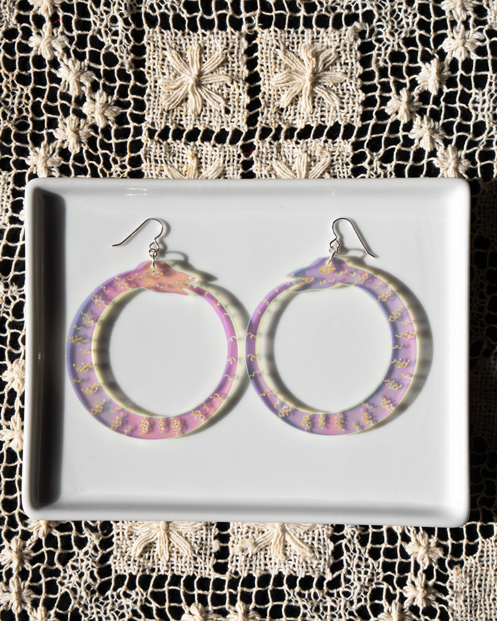 Iridescent Ouroboros Earrings