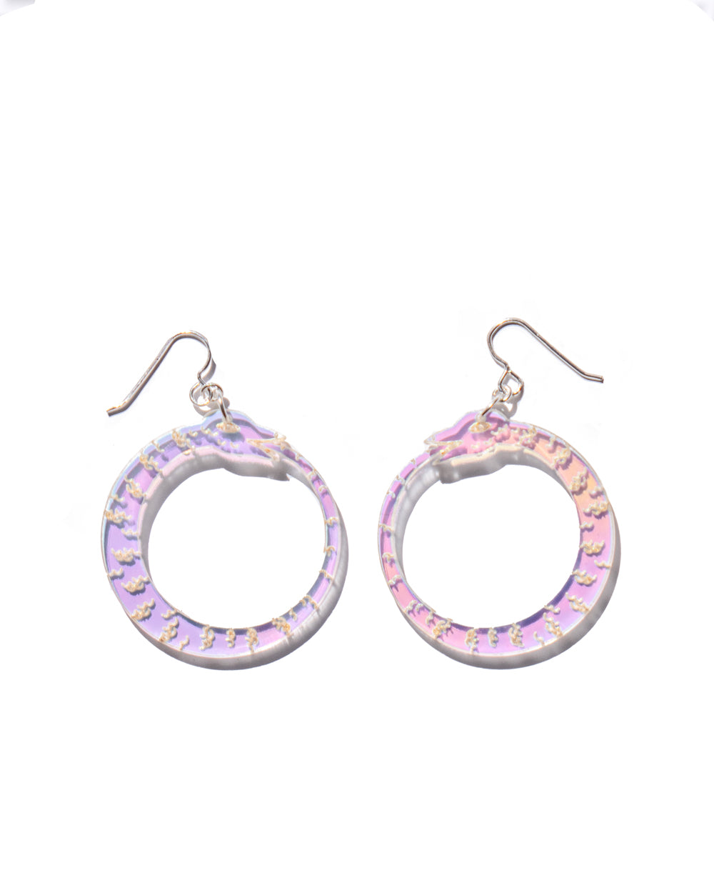 Iridescent Ouroboros Earrings