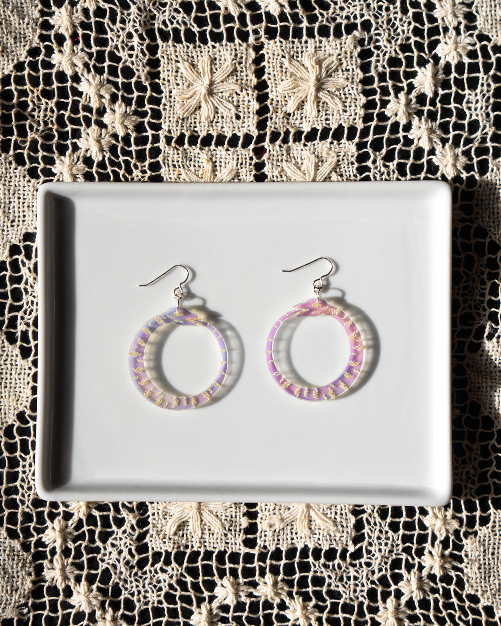 Iridescent Ouroboros Earrings