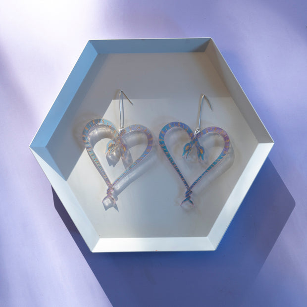 Iridescent Heart of Snakes Earrings