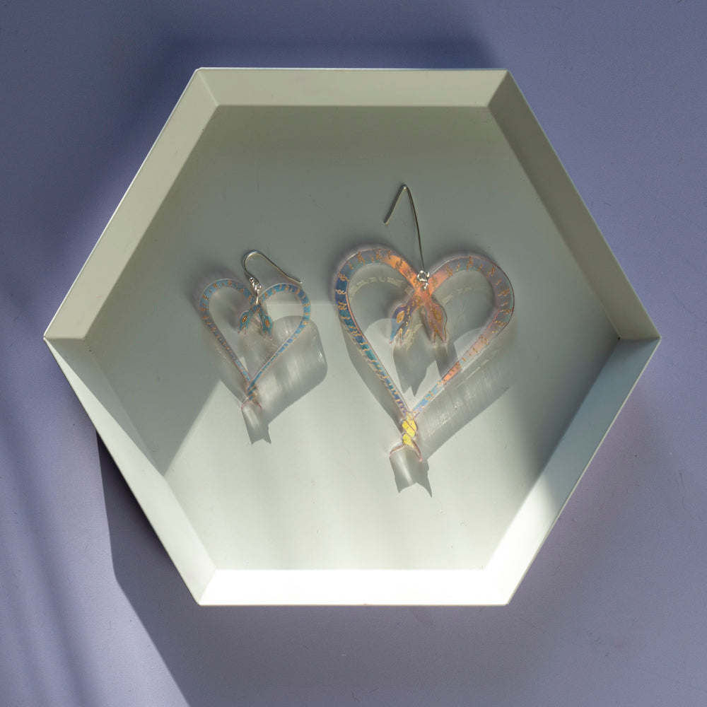 Iridescent Heart of Snakes Earrings