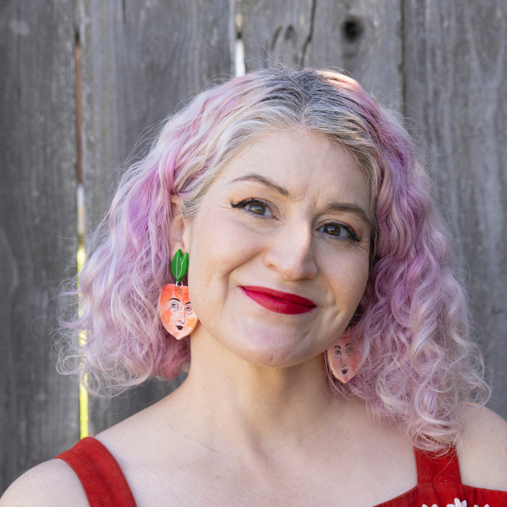 Peach Face Earrings
