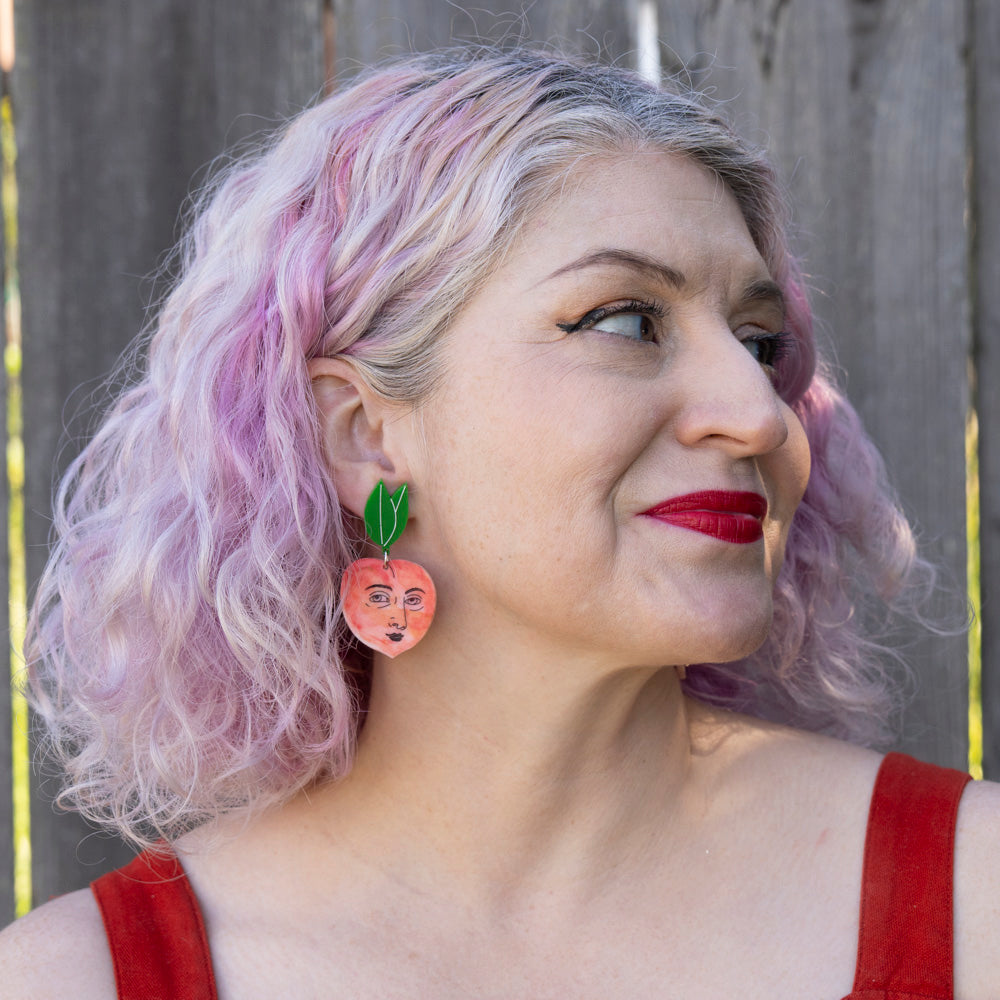 Peach Face Earrings