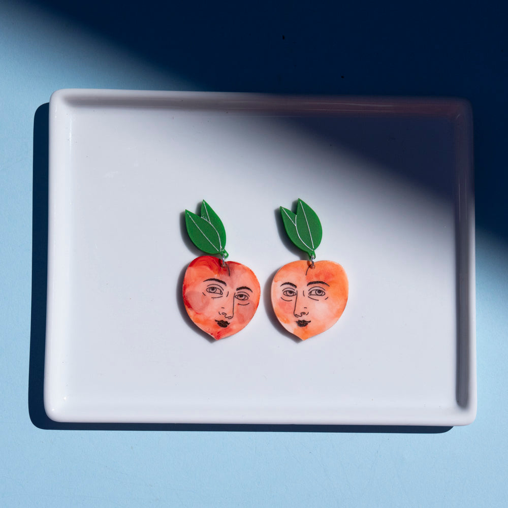 Peach Face Earrings