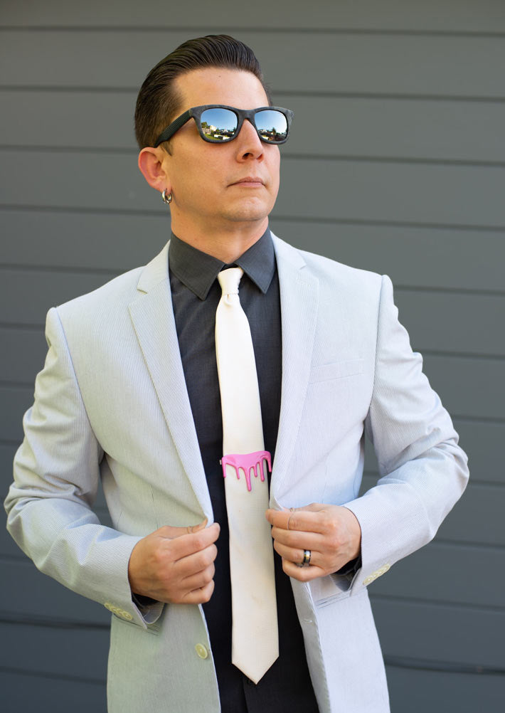 Pink drip tie clip on model