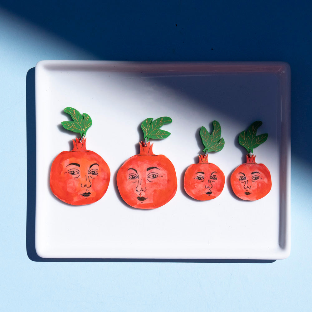 Pomegranate Face Earrings