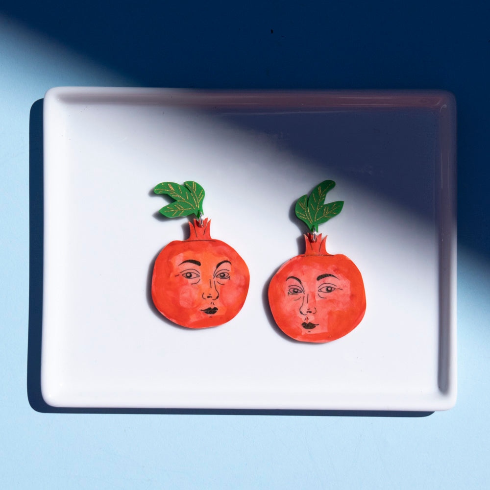 Pomegranate Face Earrings