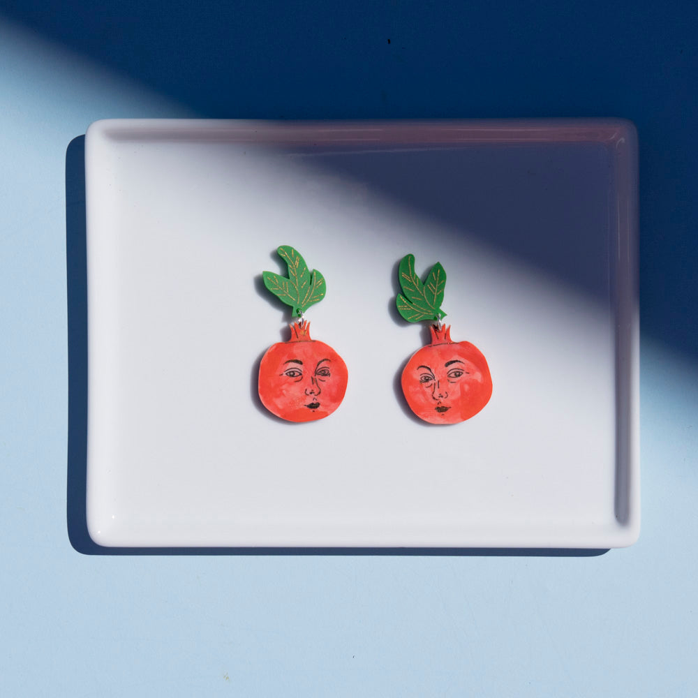 Pomegranate Face Earrings