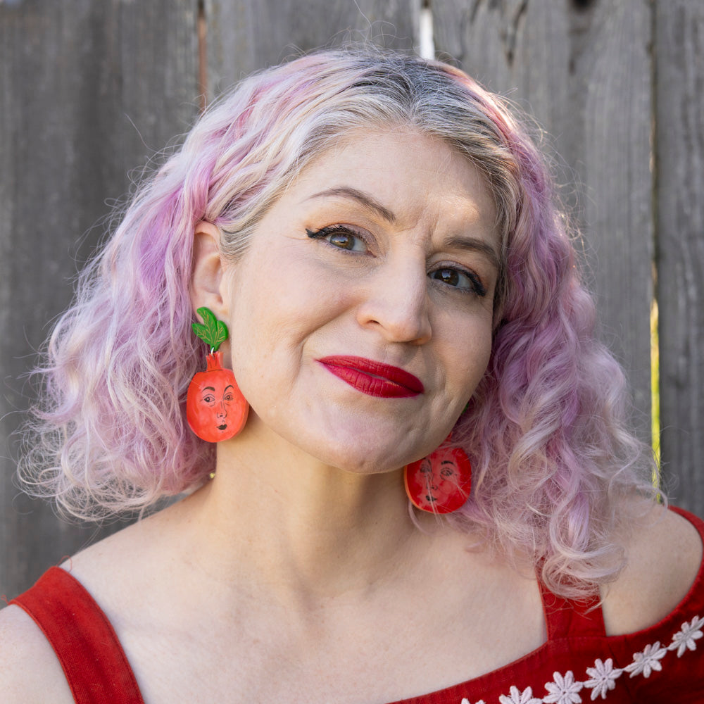 Pomegranate Face Earrings