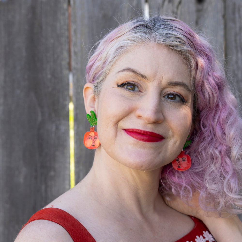 Pomegranate Face Earrings