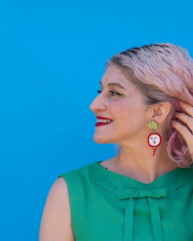 Radish Face Earrings