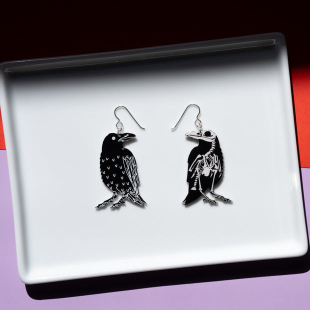Small Raven Skeleton Earrings