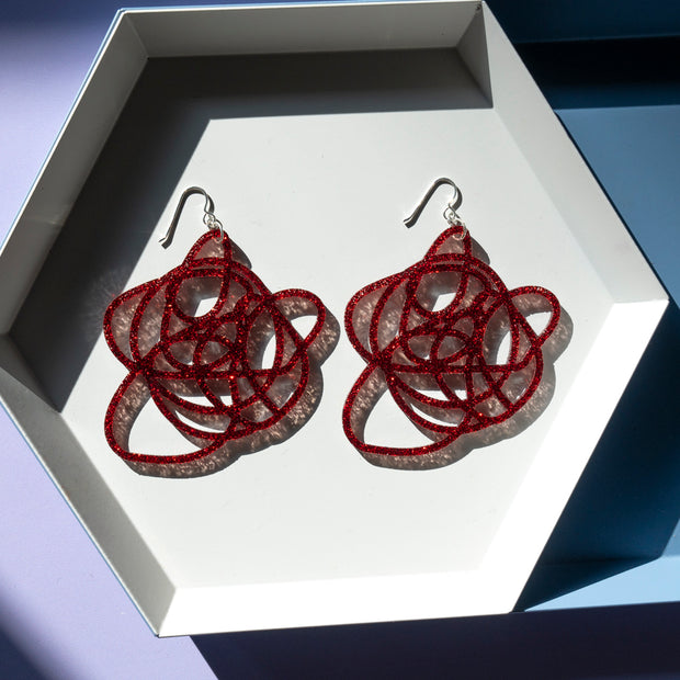 Sparkly Red  Statement Earrings  - Grande