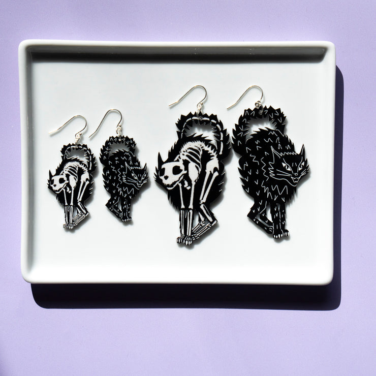 Cat Skeleton Earrings