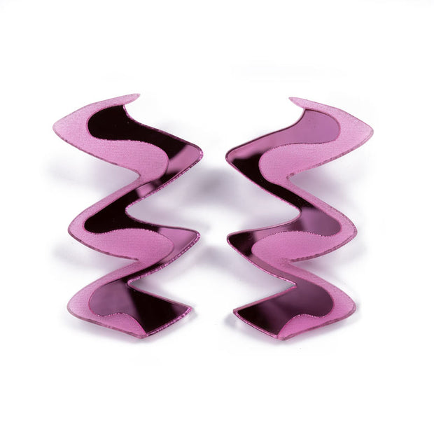 Pink Acrylic Earrings shown over white background