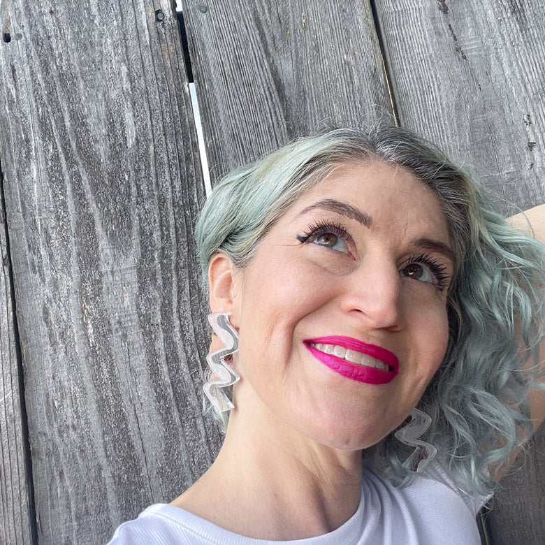 Zigzag Modern Silver Acrylic Earrings