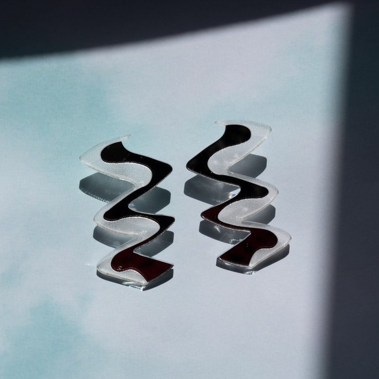 Zigzag Modern Silver Acrylic Earrings