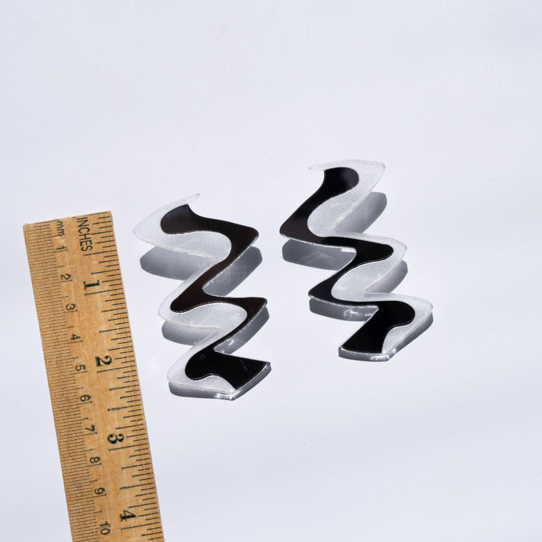 Zigzag Modern Silver Acrylic Earrings