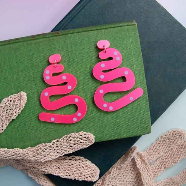Hot Pink Squiggle Earrings