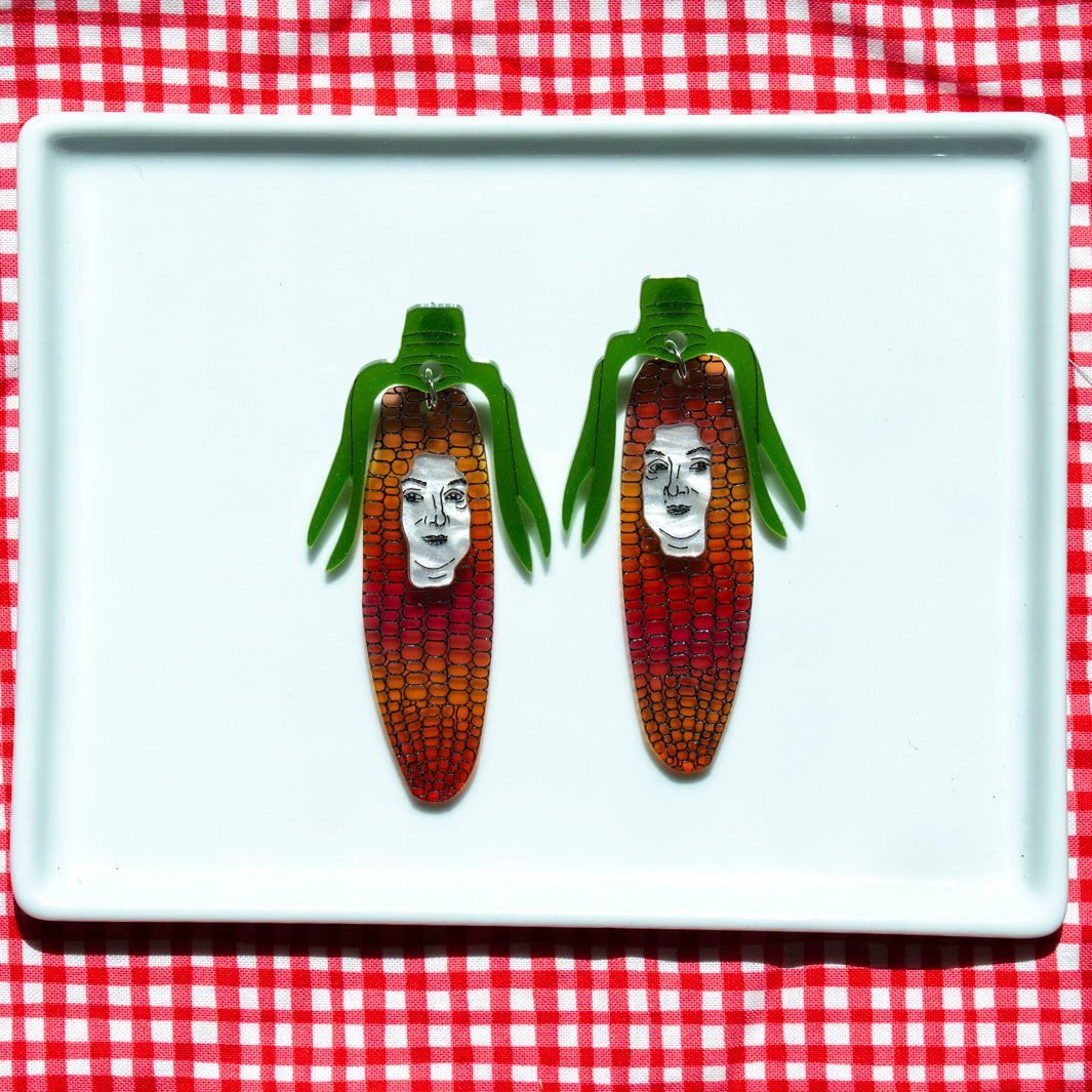 Corncob Face Earrings