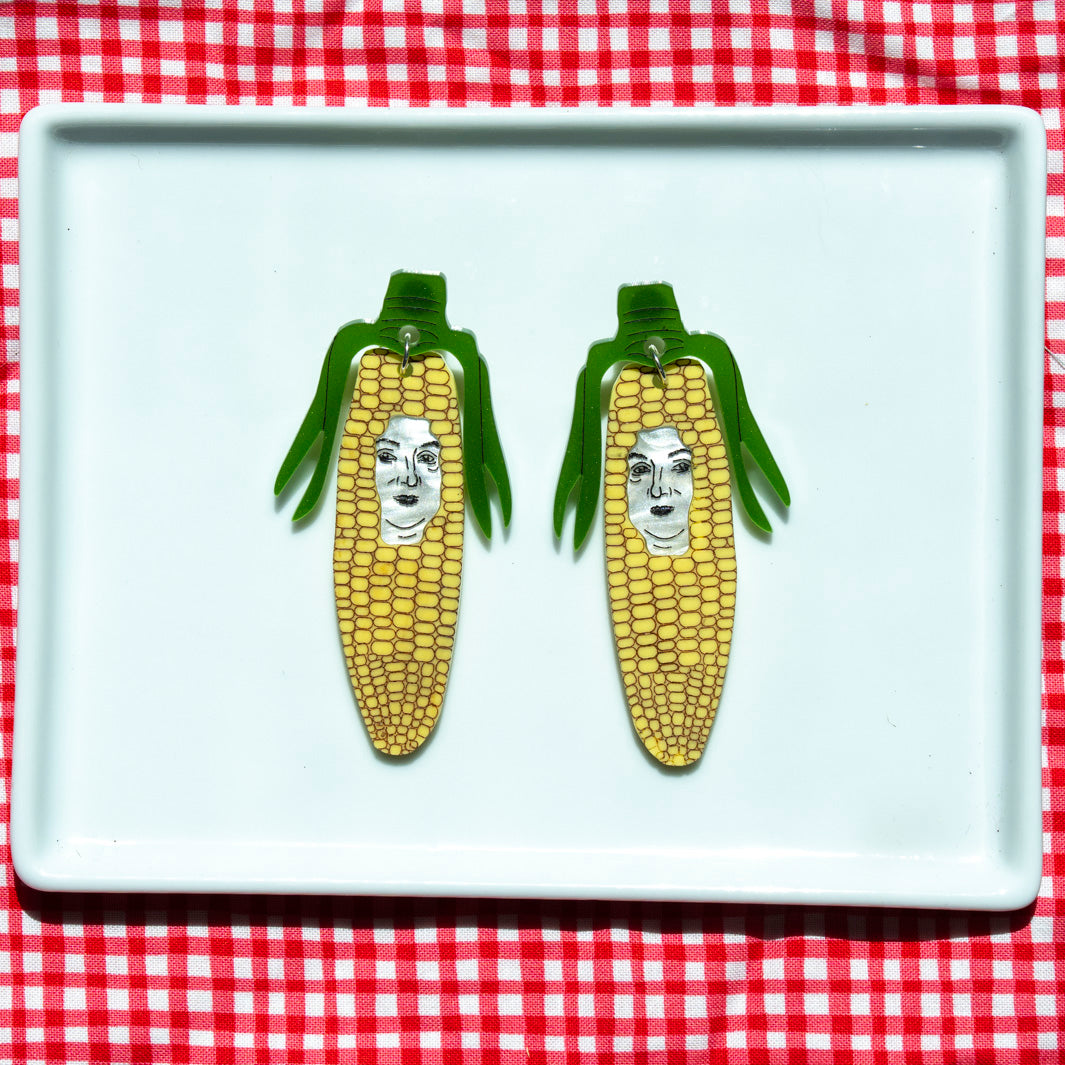 Corncob Face Earrings