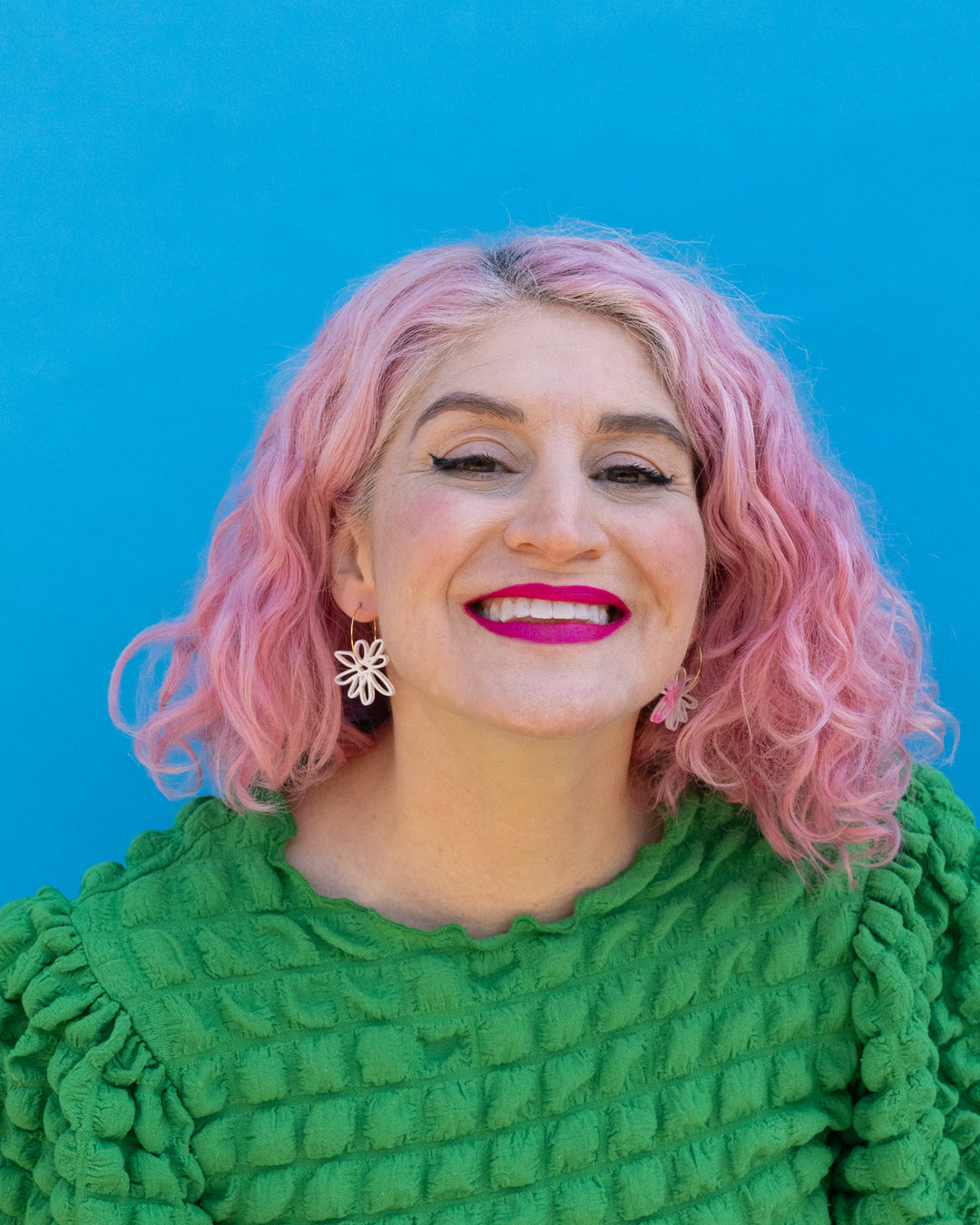 Cotton Candy Flower Hoop Earrings