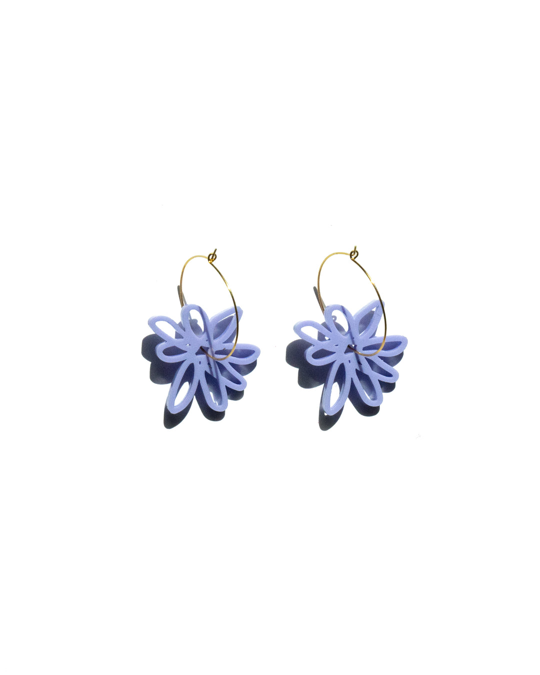 Purple Flower Hoop Earrings