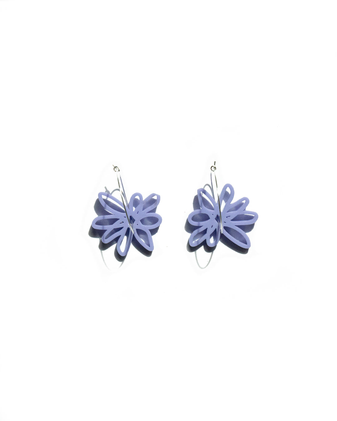 Purple Flower Hoop Earrings