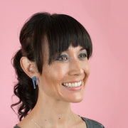 translucent blue earrings shown on model