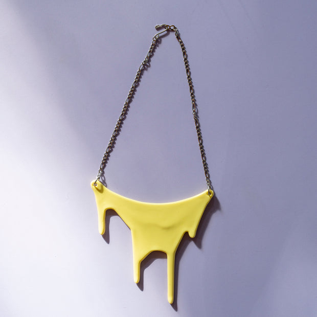 Yellow Statement Necklace - Flowing