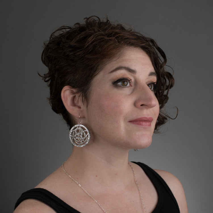 Silver Circle Earrings on Model